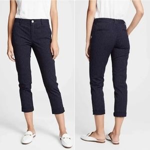 Pinstripe Cropped Slim Pants - Navy
